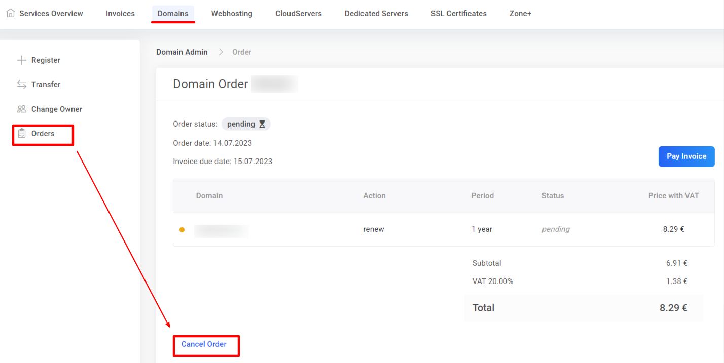 Domain renewal cancellation - support.zone.eu